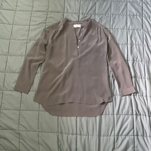 Long sleeve silk blouse gray with a hint of purple